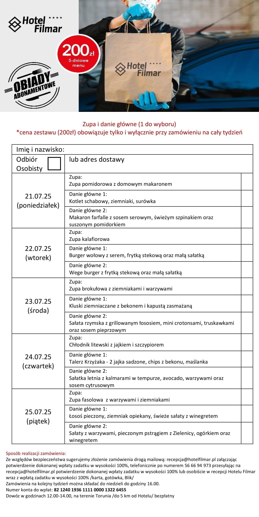 Obiady abonamentowe dorośli